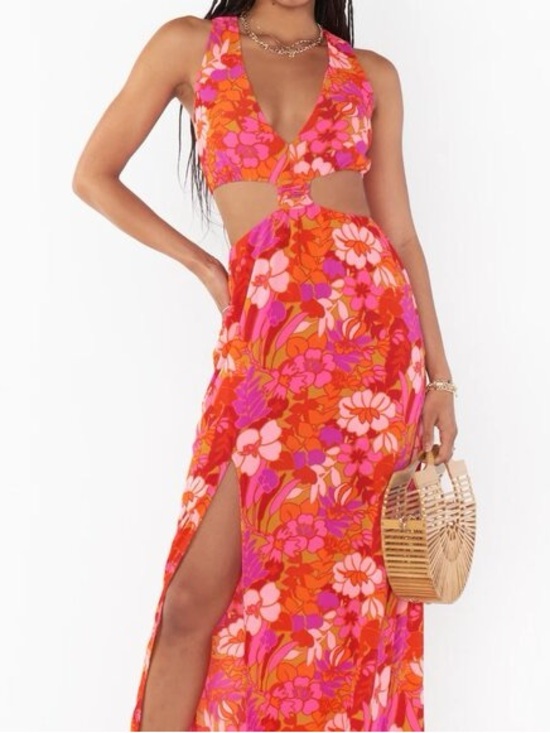 Show Me Your MuMu Dresses & Skirts - Show Me Your MuMu Floral Cutout Maxi Dress in Orange & Pink